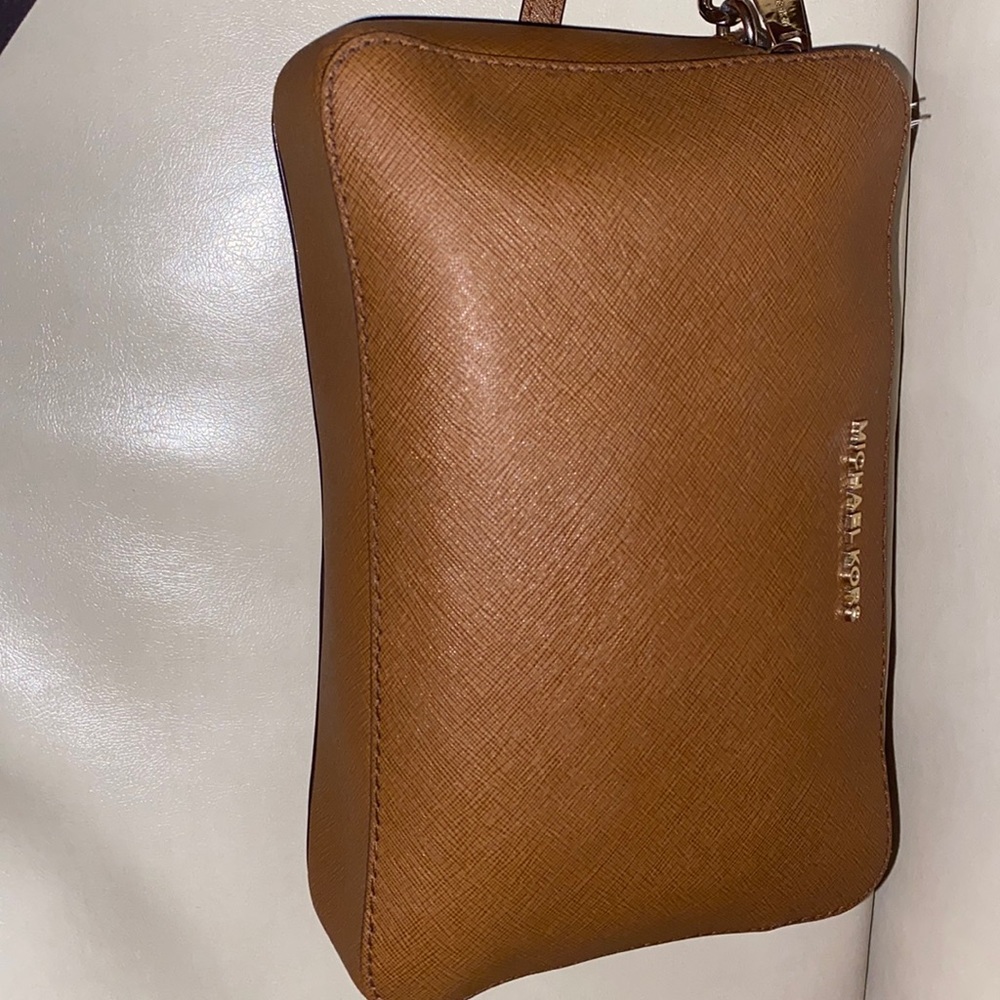 Micheal Kors Tan and Gold Square Crossbody Bag